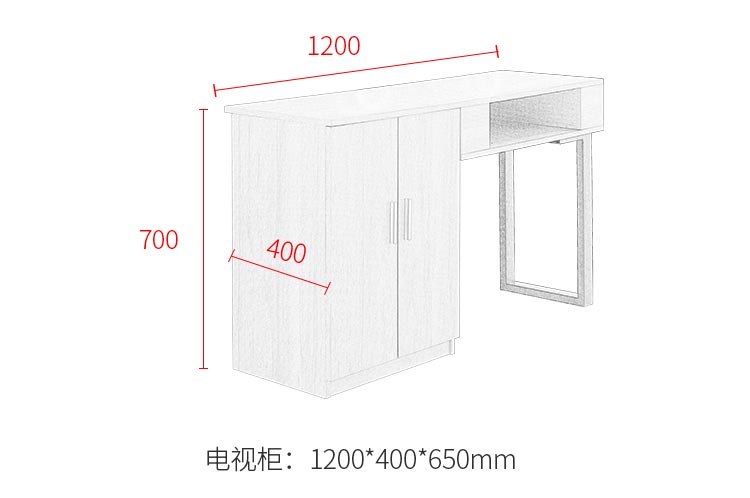 酒店配套电视柜尺寸示意图